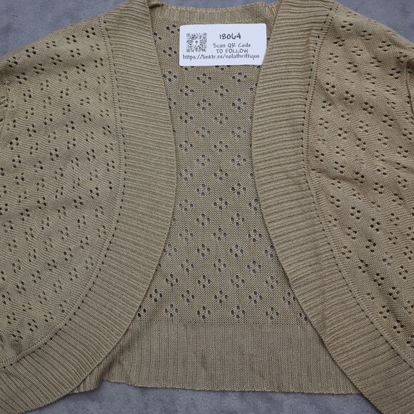 With Sweater Womens 2XL Beige Short Sleeve Open Front Tight Knit Cropped - Picture 9 of 13